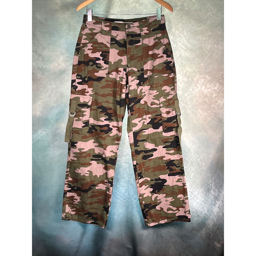 Tinseltown Camo Cargo Pants Womens Medium High Rise Utility Straight Leg